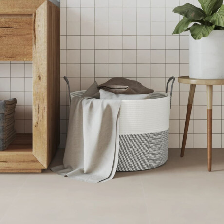 vidaXL Opbergmand Ø 51x33 cm katoen grijs en wit afbeelding3 - 1