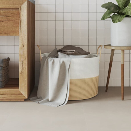 vidaXL Opbergmand Ø 51x33 cm katoen beige en wit afbeelding3 - 1