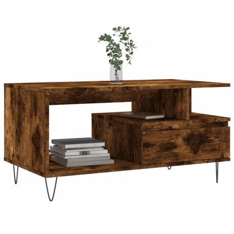 vidaXL Salontafel 90x49x45 cm bewerkt hout gerookt eikenkleurig afbeelding3 - 1