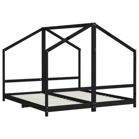 vidaXL Kinderbedframe 2x(90x200) cm massief grenenhout zwart afbeelding3 - 1