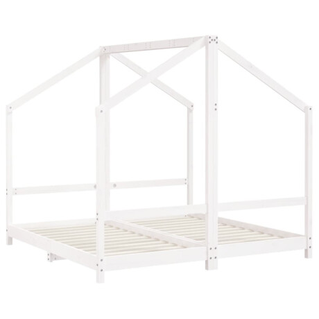 vidaXL Kinderbedframe 2x(80x160) cm massief grenenhout wit afbeelding3 - 1