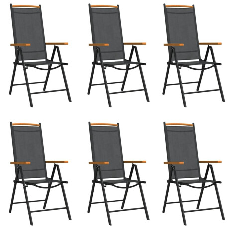 vidaXL 7-delige Tuinset aluminium zwart en bruin afbeelding3 - 1