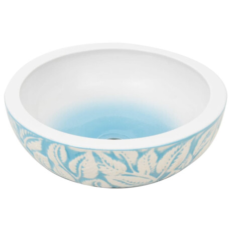 vidaXL Opzetwasbak rond Φ41x14 cm keramiek wit en blauw afbeelding3 - 1