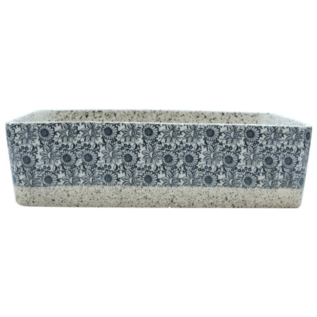 vidaXL Opzetwasbak rechthoekig 46x35,5x13 cm keramiek grijs en blauw afbeelding3 - 1