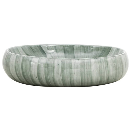 vidaXL Opzetwasbak ovaal 59x40x15 cm keramiek groen afbeelding3 - 1
