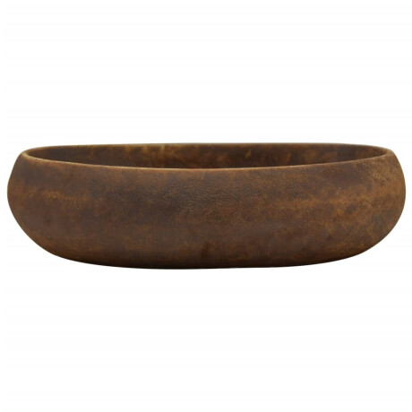 vidaXL Opzetwasbak ovaal 59x40x15 cm keramiek bruin afbeelding3 - 1
