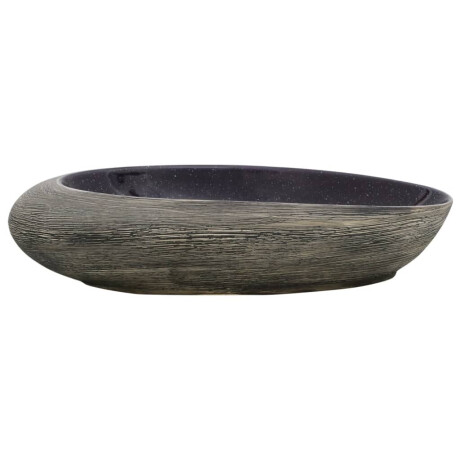 vidaXL Opzetwasbak ovaal 59x40x14 cm keramiek paars en grijs afbeelding3 - 1