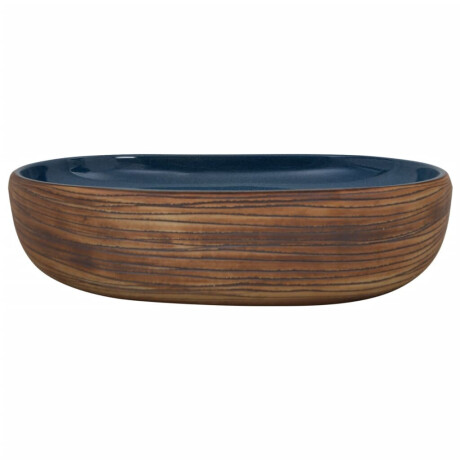 vidaXL Opzetwasbak ovaal 59x40x14 cm keramiek bruin en blauw afbeelding3 - 1