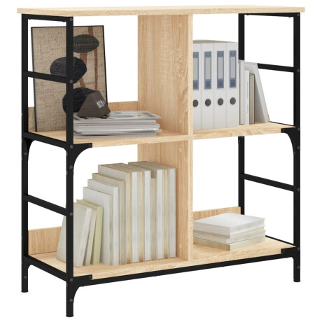 vidaXL Boekenrek 78,5x33x82 cm bewerkt hout en ijzer sonoma eikenkleur afbeelding3 - 1
