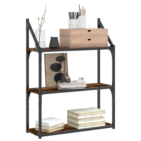 vidaXL Wandrek 3-laags 60x21x78,5 cm bewerkt hout gerookt eikenkleurig afbeelding3 - 1