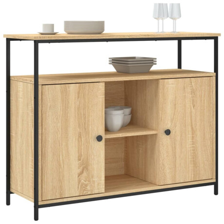 vidaXL Dressoir Sonoma Eiken 100x35x80 cm Bewerkt Hout afbeelding3 - 1