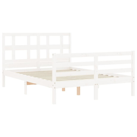 vidaXL Bedframe met hoofdbord massief hout wit 140x200 cm afbeelding3 - 1