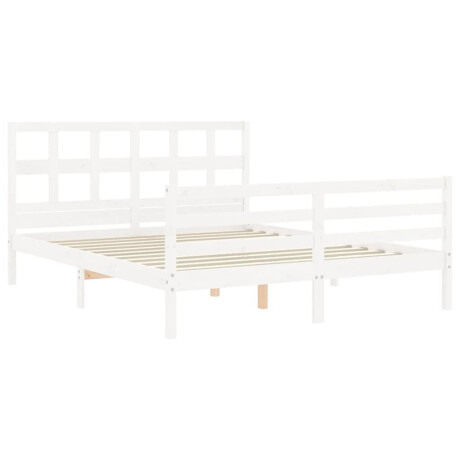 vidaXL Bedframe met hoofdbord massief hout wit 160x200 cm afbeelding3 - 1