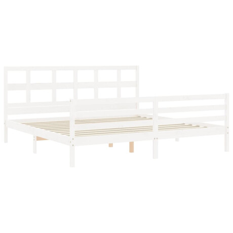vidaXL Bedframe met hoofdbord massief hout wit 200x200 cm afbeelding3 - 1