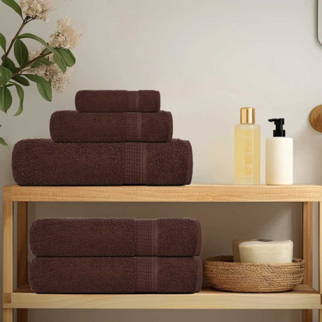 vidaXL 6-delige Handdoekenset 360 g/m² 100% katoen bruin afbeelding3 - 1