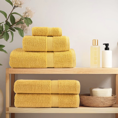 vidaXL 6-delige Handdoekenset SOLUND 600 g/m² goudkleurig afbeelding3 - 1