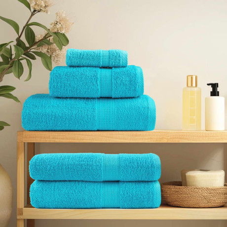 vidaXL 6-delige Handdoekenset SOLUND 600 g/m² turquoise afbeelding3 - 1