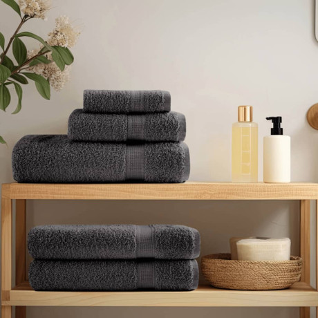vidaXL 12-delige Handdoekenset SOLUND 600 g/m² antracietkleurig afbeelding3 - 1