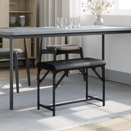 vidaXL Eetkamerbank 62x32x45 cm staal en kunstleer zwart afbeelding3 - 1