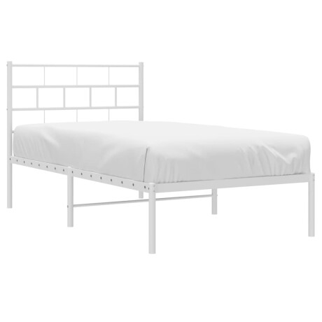 vidaXL Bedframe met hoofdbord zonder matras metaal wit 75x190 cm afbeelding3 - 1
