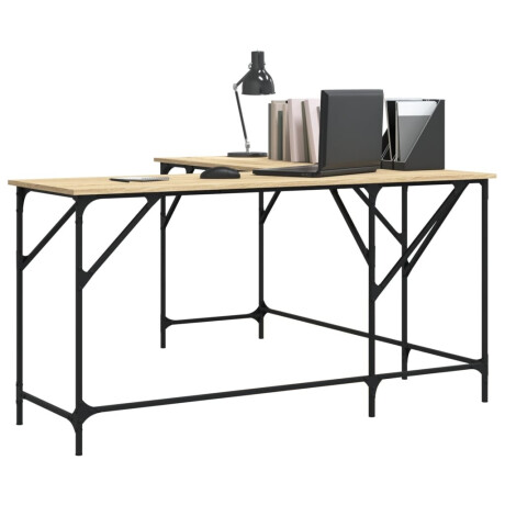 vidaXL Bureau 149x149x75 cm bewerkt hout sonoma eikenkleurig afbeelding3 - 1