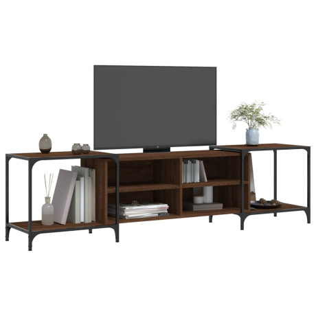 vidaXL Tv-meubel 203x37x50 cm bewerkt hout bruin eikenkleur afbeelding3 - 1