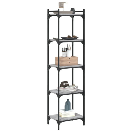 vidaXL Boekenkast 5-laags 40x30x154 cm bewerkt hout grijs sonoma eiken afbeelding3 - 1