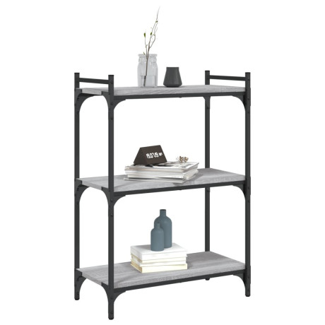 vidaXL Boekenkast 3-laags 60x30x86 cm bewerkt hout grijs sonoma eiken afbeelding3 - 1