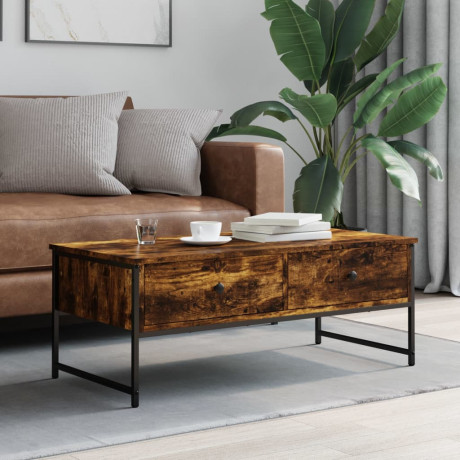 vidaXL Salontafel 101x49x39,5 cm bewerkt hout gerookt eikenkleurig afbeelding3 - 1