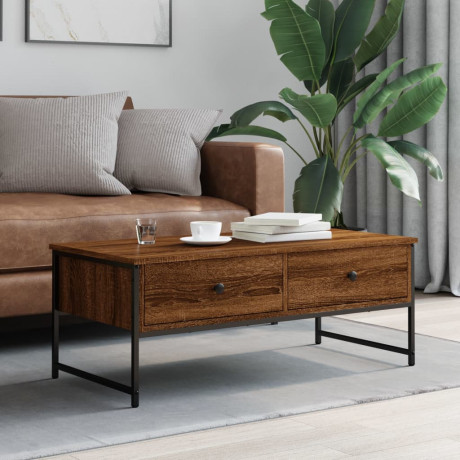 vidaXL Salontafel 101x49x39,5 cm bewerkt hout bruin eikenkleur afbeelding3 - 1