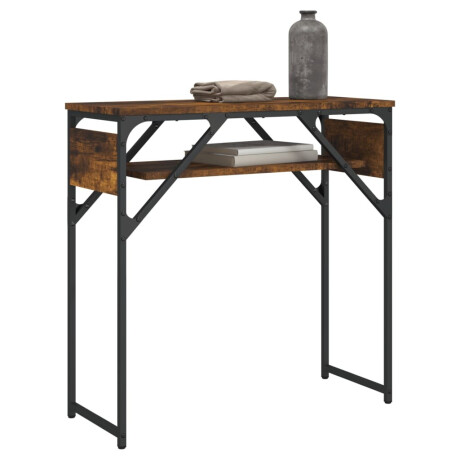 vidaXL Wandtafel met schap 75x30x75 cm bewerkt hout gerookt eiken afbeelding3 - 1