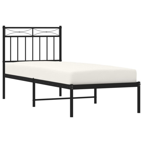 vidaXL Bedframe met hoofdbord metaal zwart 75x190 cm afbeelding3 - 1