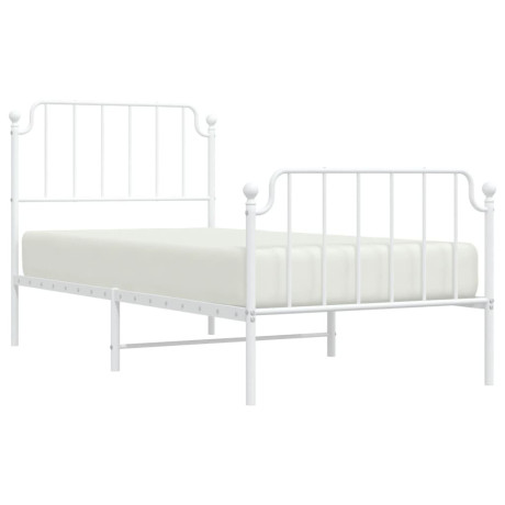 vidaXL Bedframe met hoofd- en voeteneinde metaal wit 90x200 cm afbeelding3 - 1