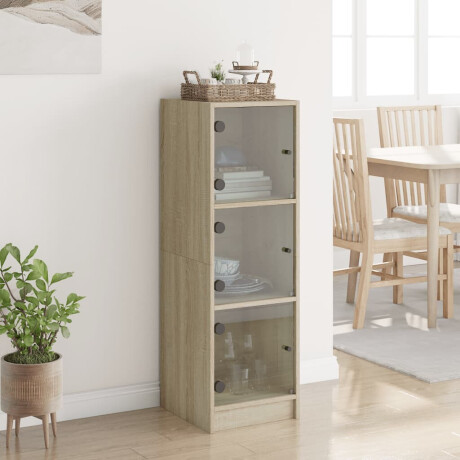 vidaXL Hoge kast met glazen deuren 35x37x109 cm sonoma eikenkleurig afbeelding3 - 1