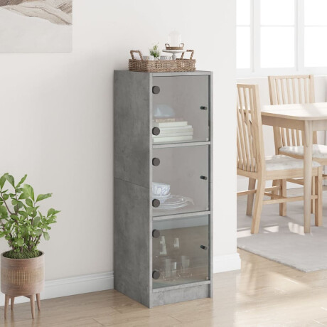 vidaXL Hoge kast met glazen deuren 35x37x109 cm betongrijs afbeelding3 - 1