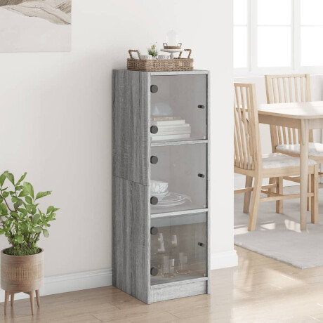 vidaXL Hoge kast met glazen deuren 35x37x109 cm grijs sonoma eiken afbeelding3 - 1