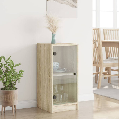 vidaXL Bijzetkast met glazen deuren 35x37x75,5 cm sonoma eikenkleurig afbeelding3 - 1