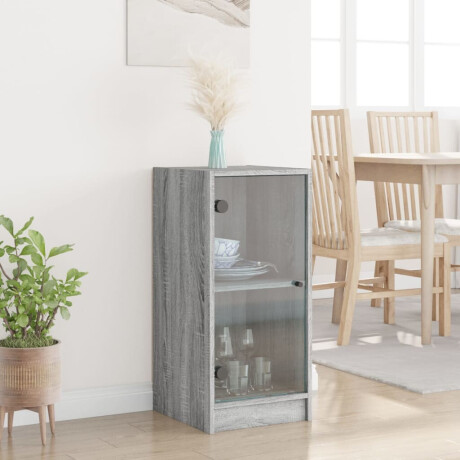 vidaXL Bijzetkast met glazen deuren 35x37x75,5 cm grijs sonoma eiken afbeelding3 - 1
