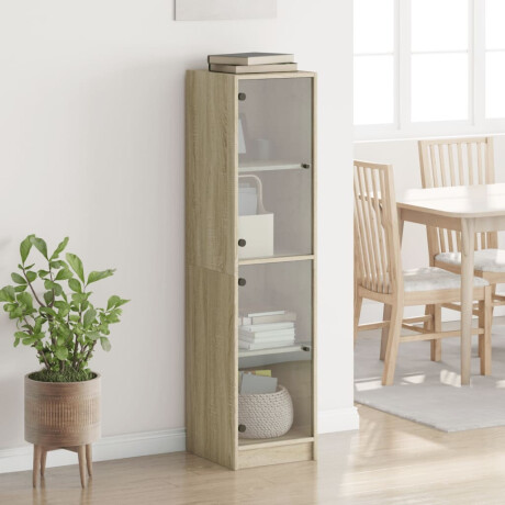 vidaXL Hoge kast met glazen deuren 35x37x142 cm sonoma eikenkleurig afbeelding3 - 1