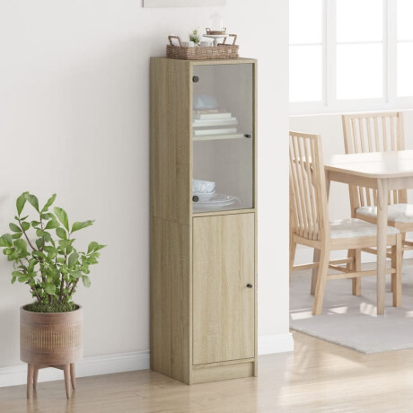 vidaXL Hoge kast met glazen deur 35x37x142 cm sonoma eikenkleurig afbeelding3 - 1
