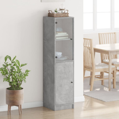 vidaXL Hoge kast met glazen deur 35x37x142 cm betongrijs afbeelding3 - 1