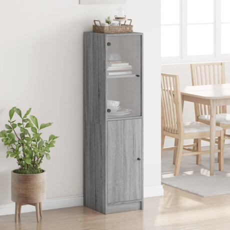 vidaXL Hoge kast met glazen deur 35x37x142 cm grijs sonoma eikenkleur afbeelding3 - 1