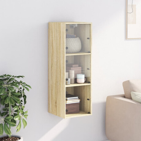 vidaXL Wandkast met glazen deuren 35x37x100 cm sonoma eikenkleurig afbeelding3 - 1