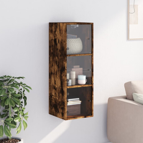 vidaXL Wandkast met glazen deuren 35x37x100 cm gerookt eikenkleurig afbeelding3 - 1