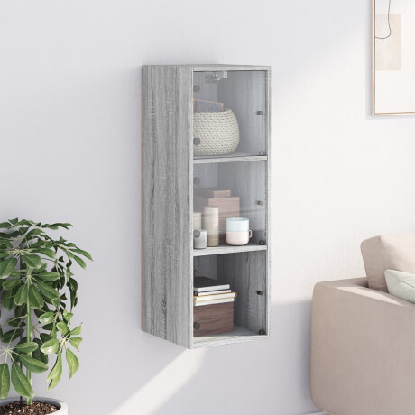 vidaXL Wandkast met glazen deuren 35x37x100 cm grijs sonoma eiken afbeelding3 - 1