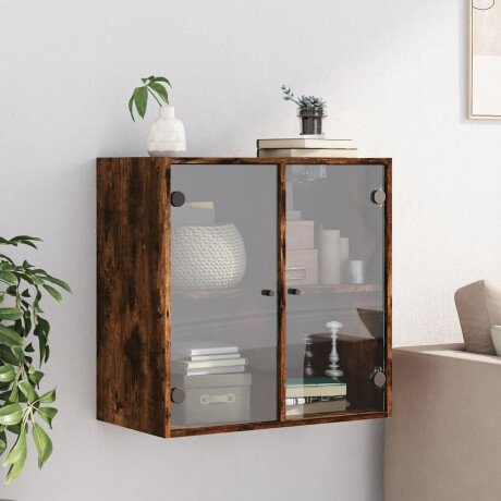 vidaXL Wandkast met glazen deuren 68x37x68,5 cm gerookt eikenkleurig afbeelding3 - 1