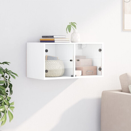 vidaXL Wandkast met glazen deuren 68,5x37x35 cm wit afbeelding3 - 1