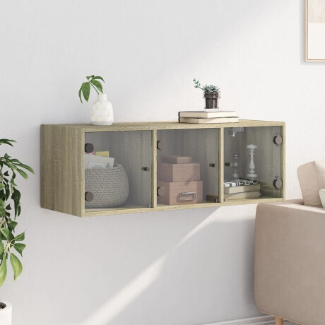 vidaXL Wandkast met glazen deuren 102x37x35 cm sonoma eikenkleurig afbeelding3 - 1