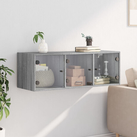 vidaXL Wandkast met glazen deuren 102x37x35 cm grijs sonoma eiken afbeelding3 - 1