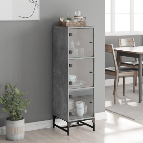 vidaXL Hoge kast met glazen deuren 35x37x120 cm betongrijs afbeelding3 - 1
